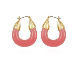 Goldtone Pink Candy Hoop Earrings
