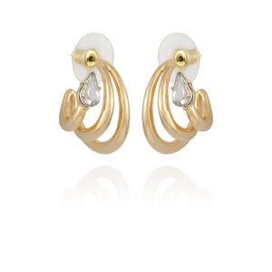 Goldtone Crystal Stone Small Hoop Earring