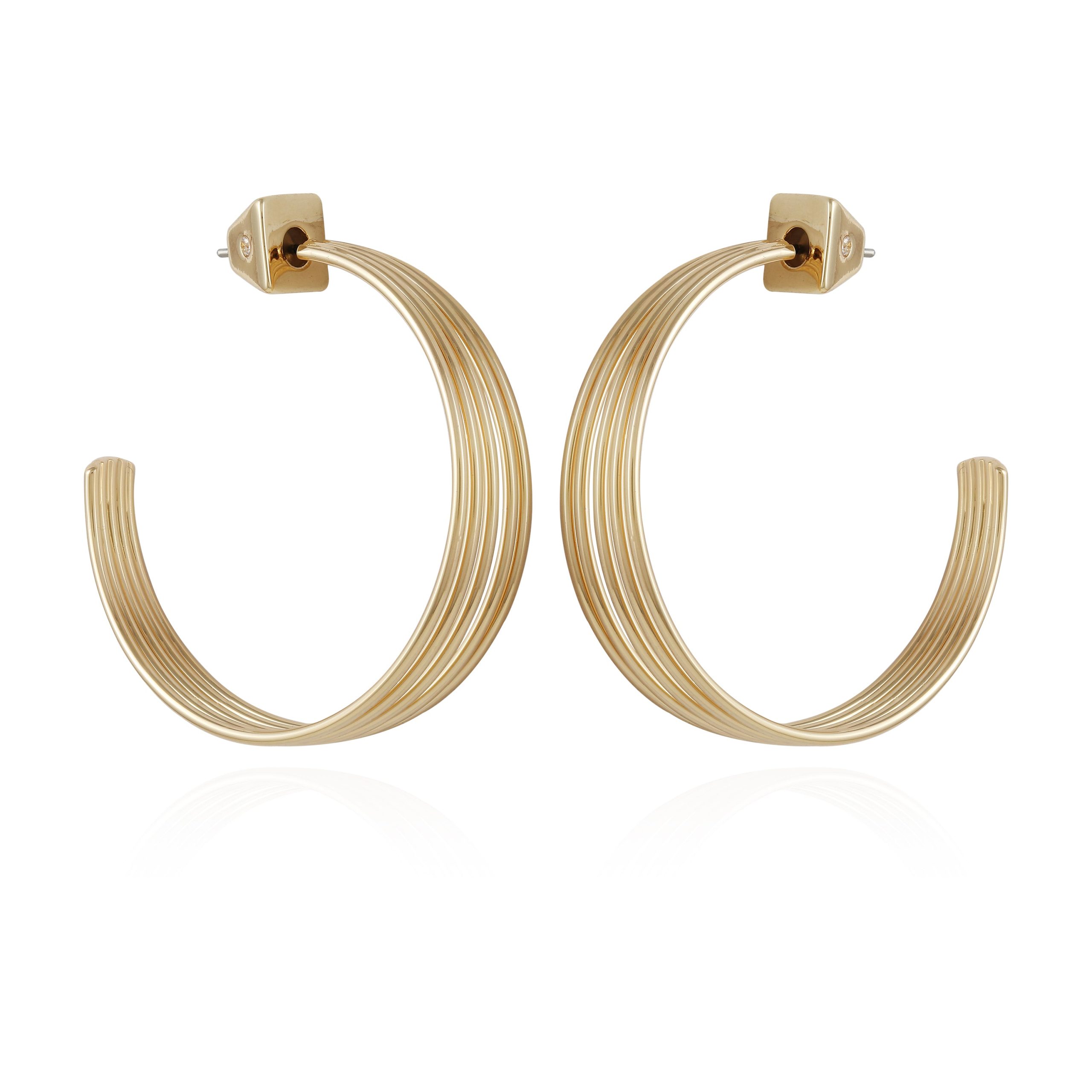 Goldtone Open Stacked Hoop Earrings