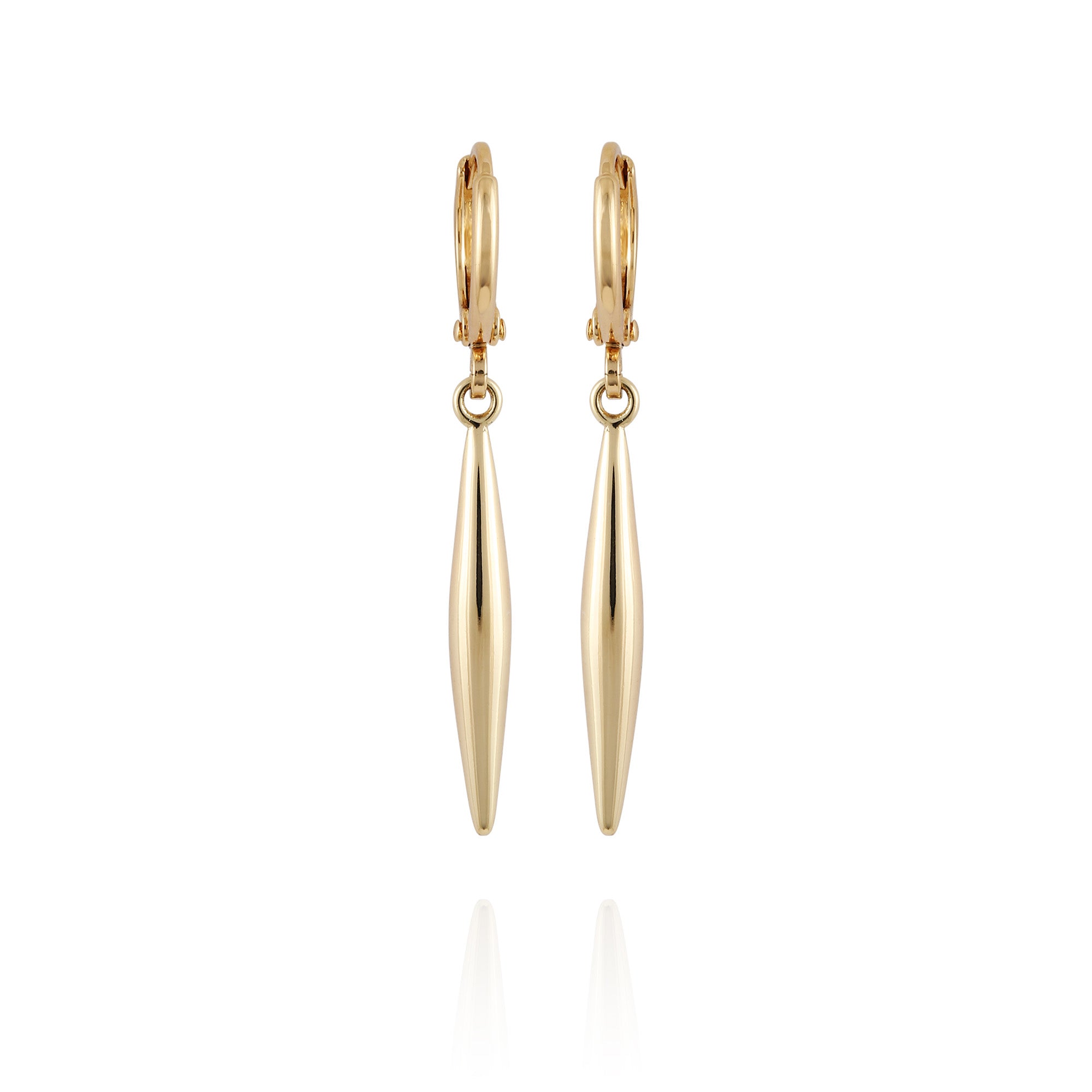 Goldtone Spear Dangle Huggie Hoop Dangle Drop Earrings