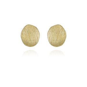 Goldtone Texturized Pebble Coin Earrings